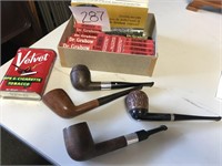 4 OLD WOODEN SMOKING PIPES & MORE