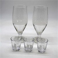 Fireball Glasses (2) and Shot Glasses (3)