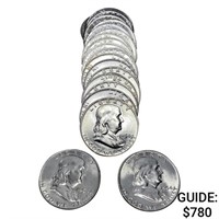 1954 D BU Franklin Half Dollar Roll (20 coins)