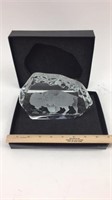 Etched Glass Buffalo - Clear Cube