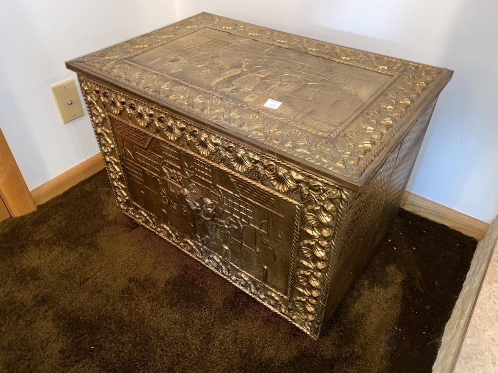 WOODEN & BRASS STYLE CHEST (26" X 17" X 18")