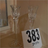 PAIR OF CRYSTAL CANDLESTICKS 8"