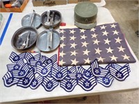 48 star flag, military mess kit, Air Force patches