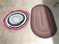 2 rugs (round braided, 34"dia & oval, 48''x 28"