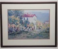 Vintage Italian Village Landscape Print by Barnard