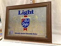 Old Style Light Beer Mirror, Frame is 24”W, 18”T