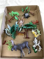 Animals, trees, and figurines
