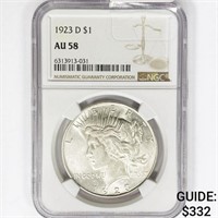 1923-D Silver Peace Dollar NGC AU58