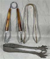 Lot of 3 Vintage Ice Tongs