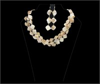 Mother of Pearl Layered Necklace & Earring Set