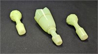 (3) Custard Glass Stoppers (Two Are Chipped)