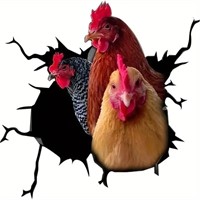 3D Chicken Crack Sticker for Cars and Laptops