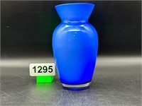 Nice Blue cased glass 6" Vase