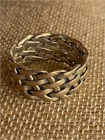 Sterling Silver Basket Weave Style Ring Sz 9