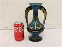 Vintage Israel Souvenir Vase w/ Enamel Brass