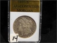 1897-S Morgan Silver Dollar - AU condition