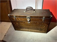 Antique Wooden Machinst Box & Contents
