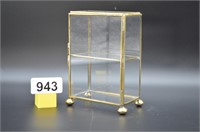 Small vintage brass & glass footed display box