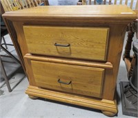 2 drawer oak nightstand