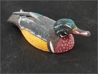 Ted Mayac Jr. colored scrimshawed ivory wood duck