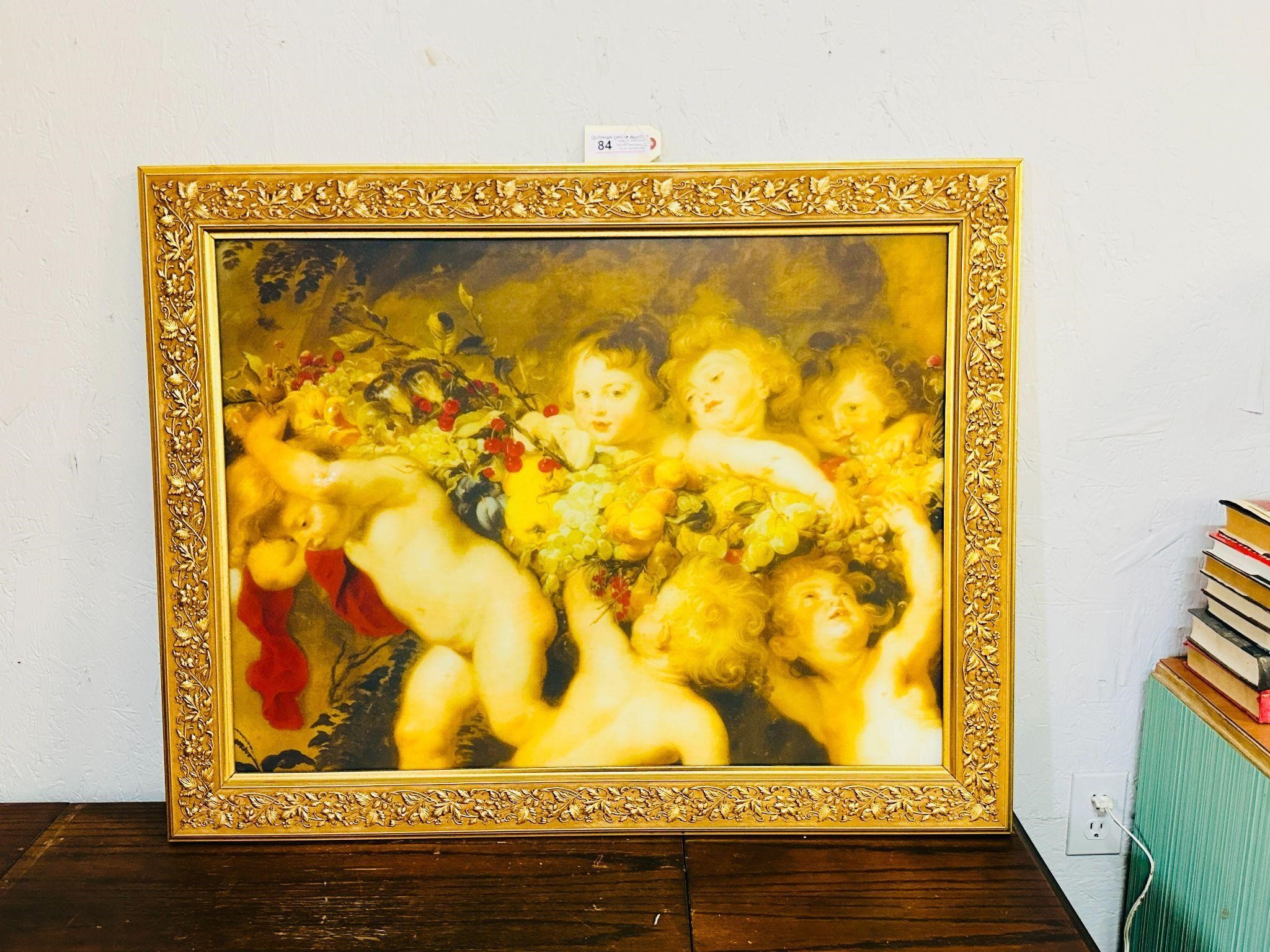 Framed Cherub Wall Art Piece