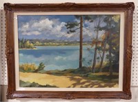 RANDY ESWARIN UNTITLED LAKE SCENE PAINTING