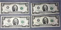 (4) 1976 '2-Dollar' Bills See Photos for Details