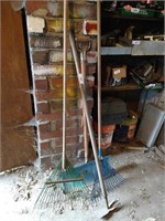 (2) Metal Rake, Metal Snow Shovel & Other