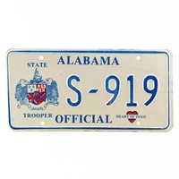 Alabama Official State Trooper License Plate S-919