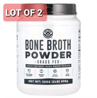 Lot of 2, Bone Broth Powder, Pure Grass-Fed Beef B