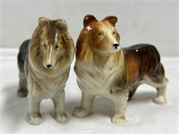 2-Porcelain Hand Painted Collie Dogs