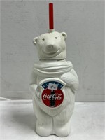 Coca-Cola Polar Bear Plastic Cup With Straw