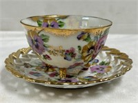 Castle China- 3 Legged Tea Cup and Saucer