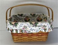 Longaberger Basket with red strip and floral