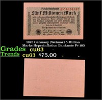 1923 Germany (Weimar) 5 Million Marks Hyperinflati