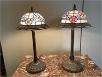 Arts & Crafts Leaded Glass Table Lamps (2)