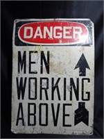 1960s "DANGER; Men Working Above" metal Sign