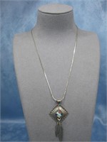Sterling Silver Inlay Pendant & Necklace Hallmark