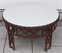Round Wrought Iron Outdoor Table & Cement Top
