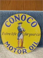 Conoco Motor Oil Metal Sign - 6"