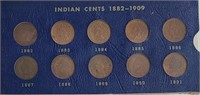 Lot of 10 Indian Head Pennies 1882-1891