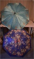 2 pcs. Vintage Blue Floral Silky Umbrellas
