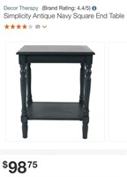 Simplicity Antique Navy Square End Table