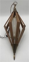 (A) mid century teak swag lamp (30 in long)