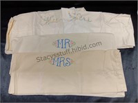 Old Discolored Embroidered Pillow Cases