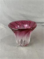 Cranberry Art Glass Signed Vase