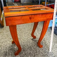 Solid Wood Maple Finish Glass Top Display Stand