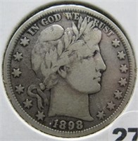 1898 Barber Silver Half Dollar.