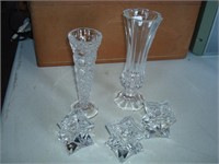 Lead crystal bud vases and candle holders