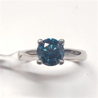 Certfied14K  Diamond (1.1Ct,I2,Fancy Vivid Blue Tr